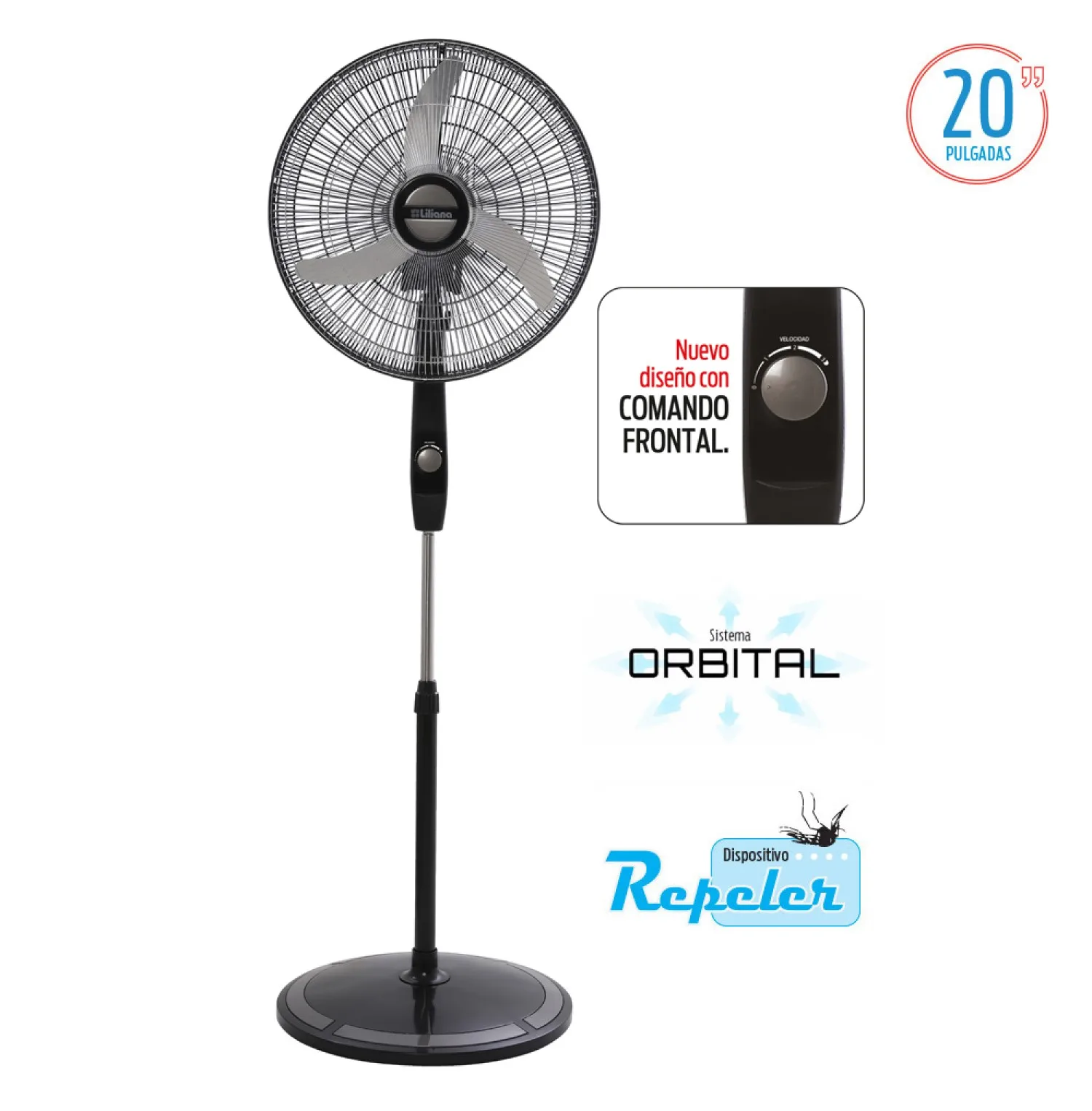 LILIANA VENTILADOR PIE 20 PARRILLA CROM ASPAS METAL VPC20B