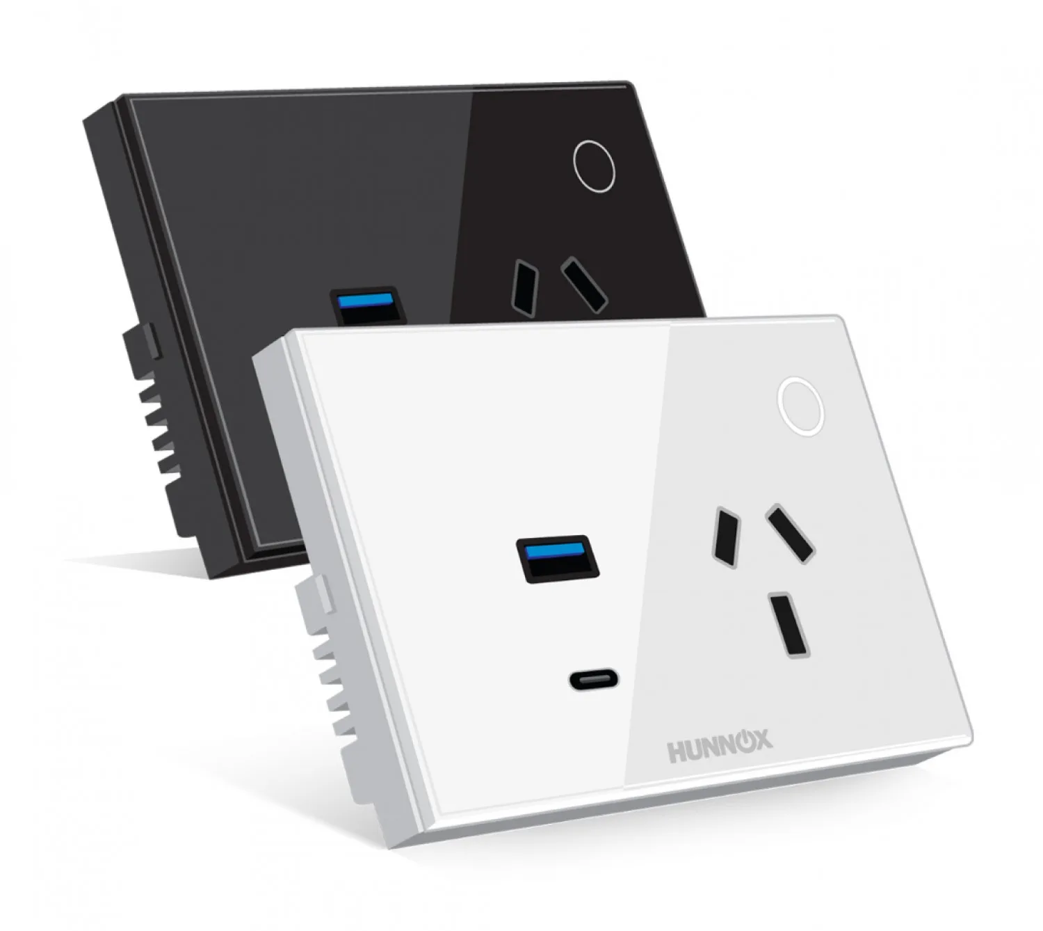 TOMACORRIENTE+USB A+USB C HUNNOX SMART TACTIL NEGRO